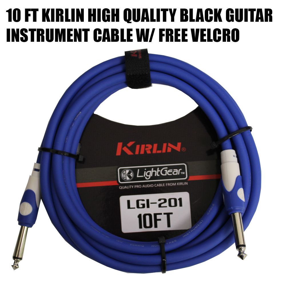 Kirlin 10 ft Guitar Instrument Patch Cable Cord Free Cable Tie 1/4